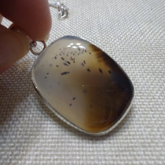 Natural MONTANA AGATE Handmade Sterling Pendant/Chain #681C - Picture 1 of 3